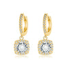 Square Halo Moissanite Drop Earrings | Gold