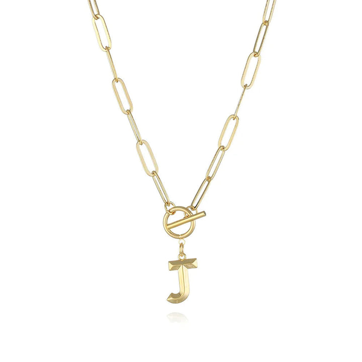 A-Z Initial Toggle Paperclip Necklace