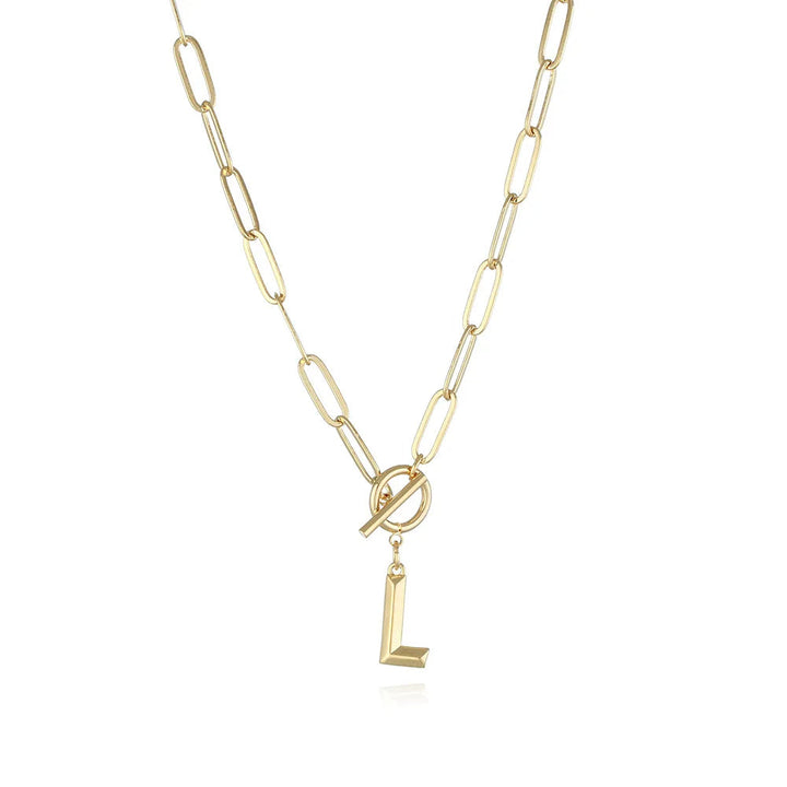 A-Z Initial Toggle Paperclip Necklace