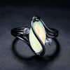 Vintage Black Silver Opal & Crystal Accent Ring