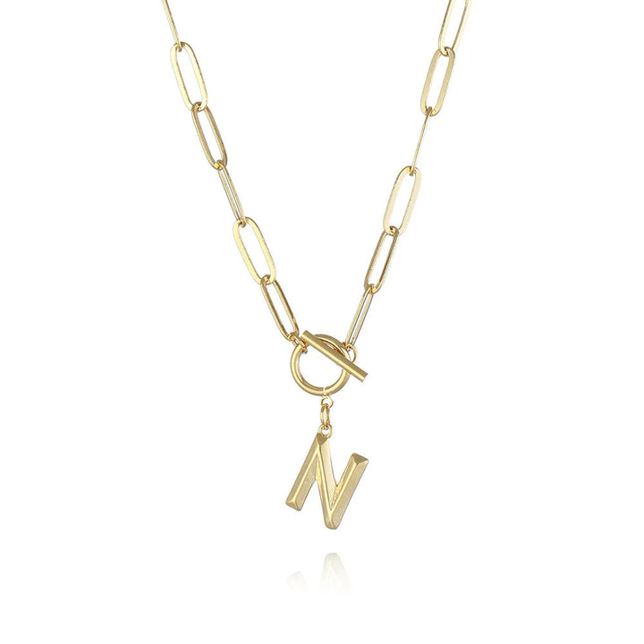 A-Z Initial Toggle Paperclip Necklace
