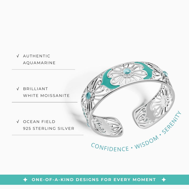 Prairie Flower Cuff Bracelet - Aquamarine