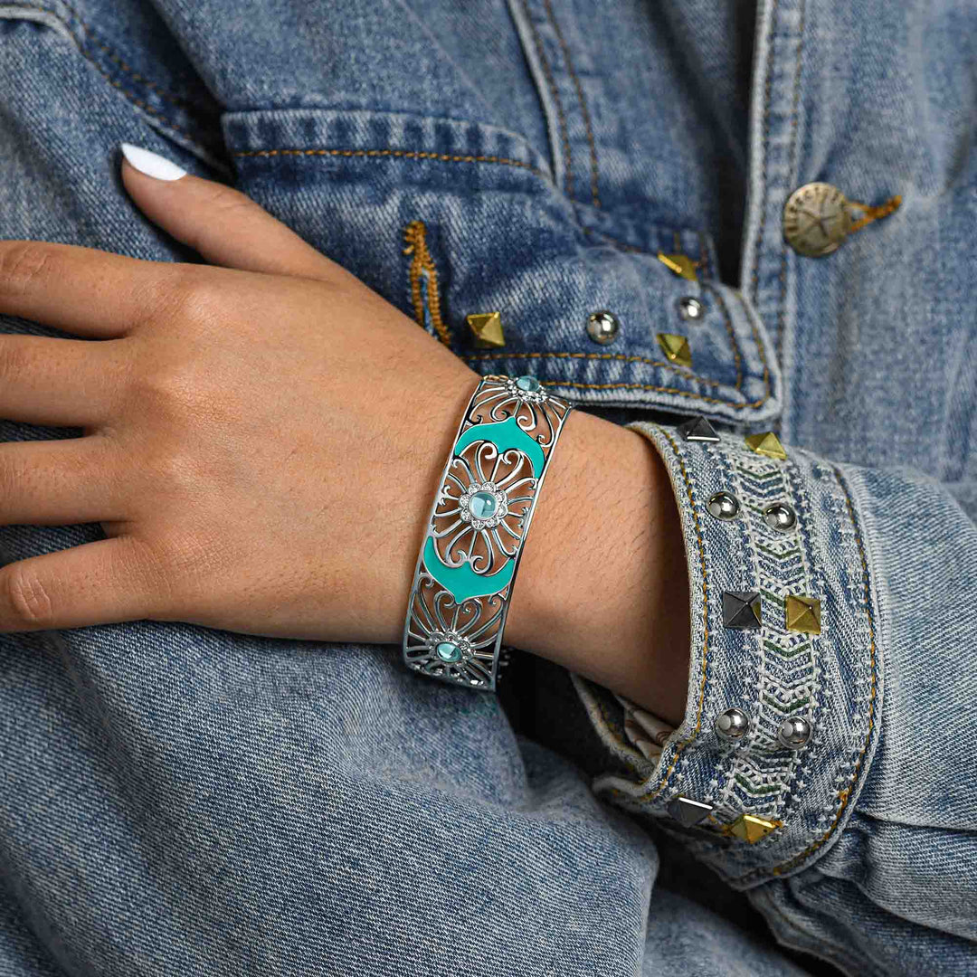 Prairie Flower Cuff Bracelet - Aquamarine