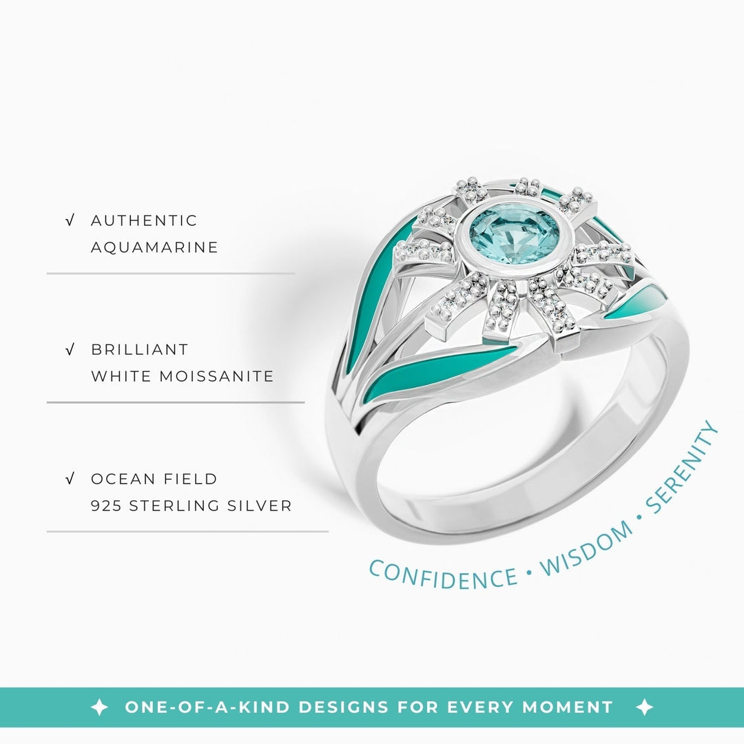 Radiant Sunburst Ring - Aquamarine