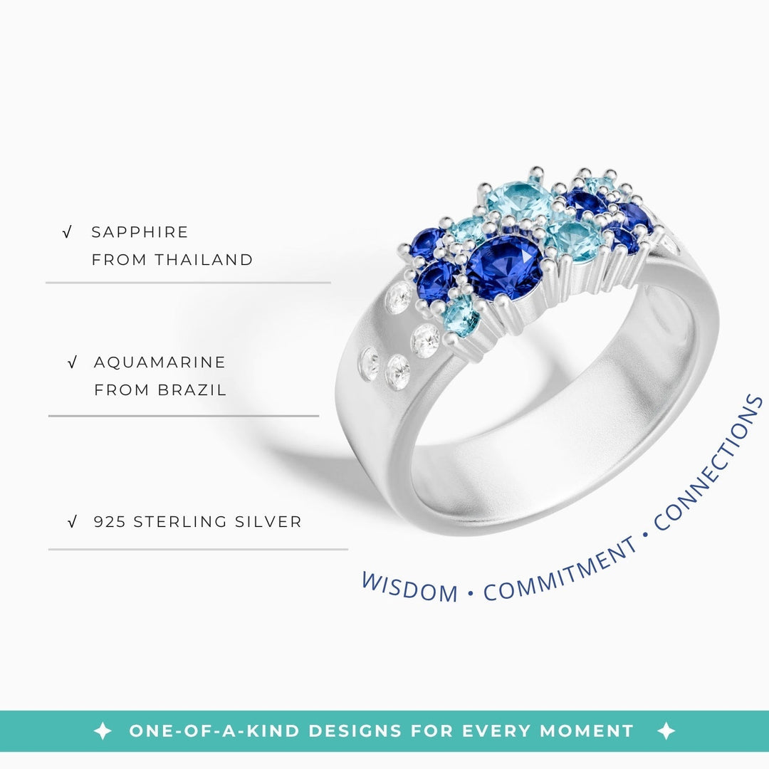 Reef Reverie Ring - Sapphire ＆ Aquamarine
