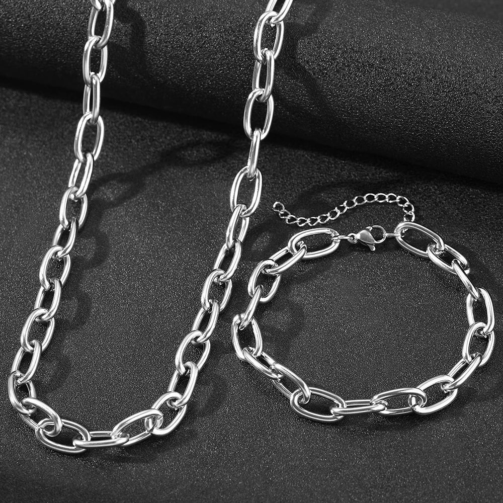 Paperclip Necklace & Bracelet Set