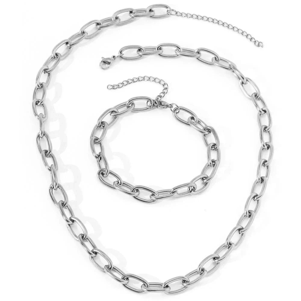 Paperclip Necklace & Bracelet Set