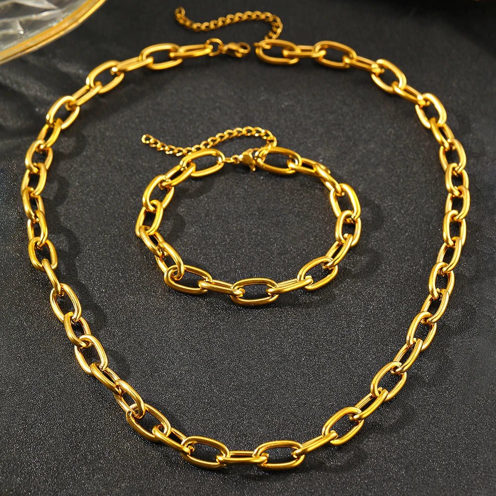Paperclip Necklace & Bracelet Set