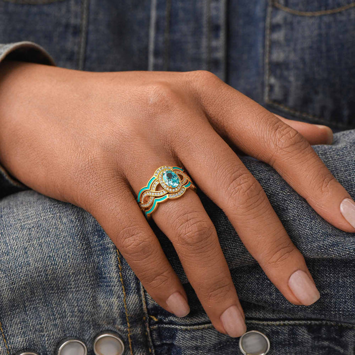 Sunset Canyons Ring - Aquamarine & Gold