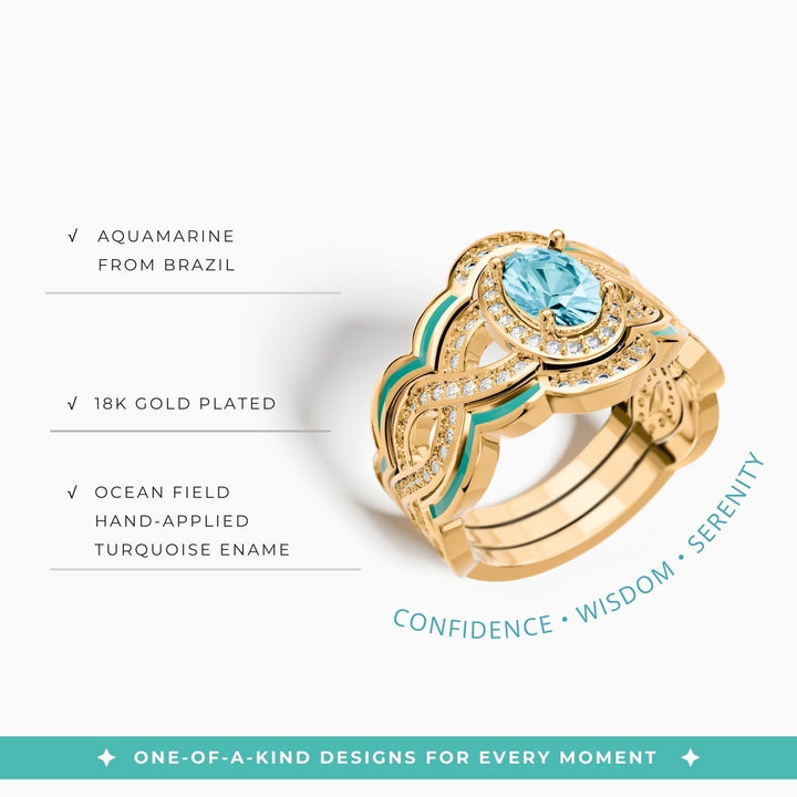 Sunset Canyons Ring - Aquamarine & Gold