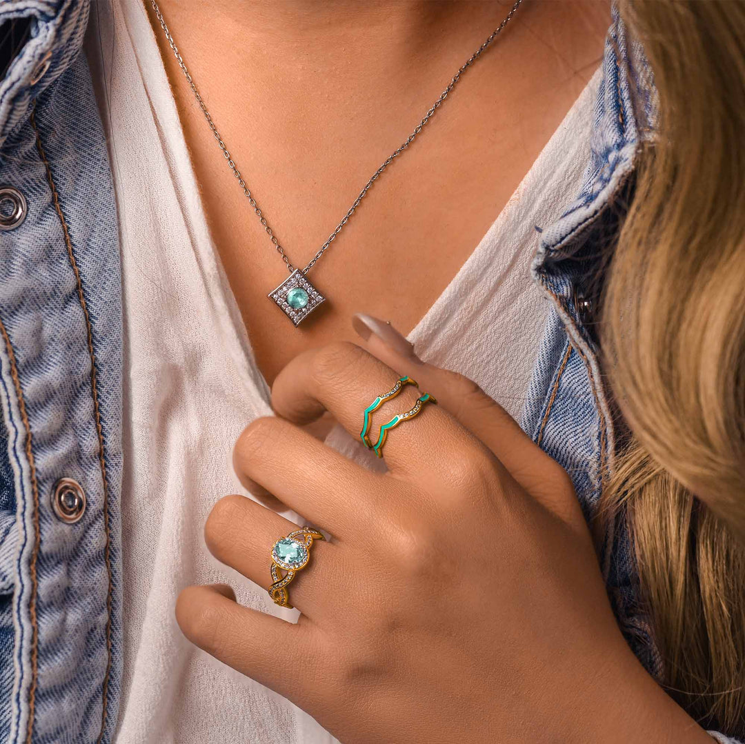 Sunset Canyons Ring - Aquamarine & Gold