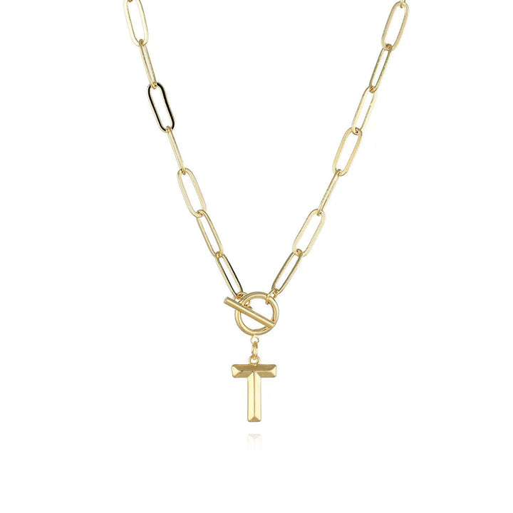 A-Z Initial Toggle Paperclip Necklace