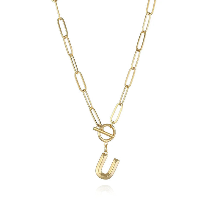 A-Z Initial Toggle Paperclip Necklace