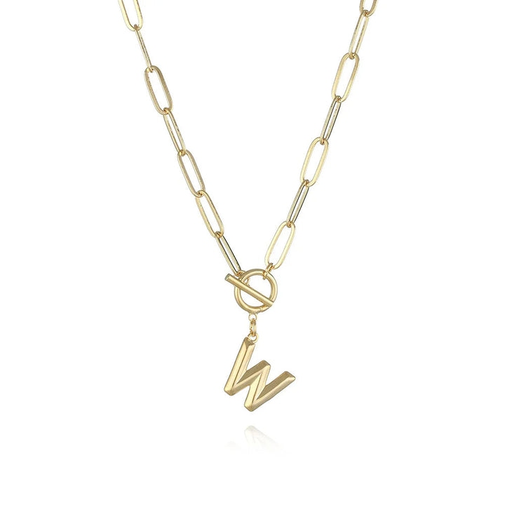 A-Z Initial Toggle Paperclip Necklace