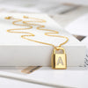 Gold Initial Lock Pendant Necklace