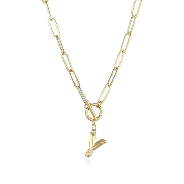 A-Z Initial Toggle Paperclip Necklace