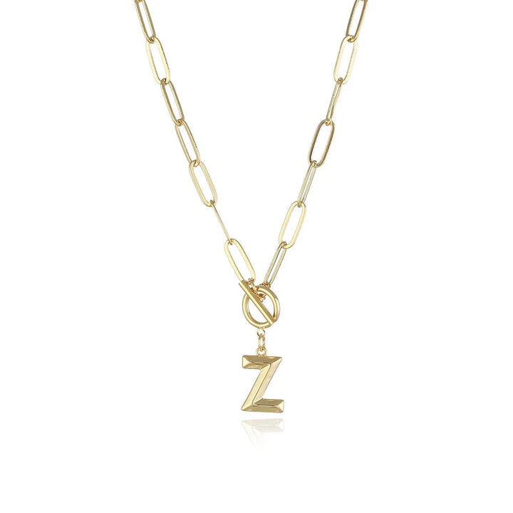 A-Z Initial Toggle Paperclip Necklace