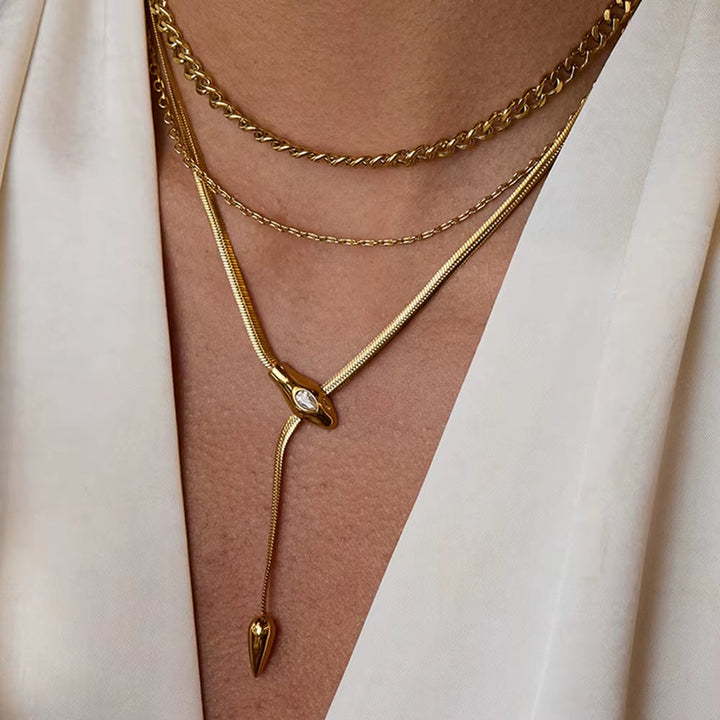 18K Serpent Necklace Stack